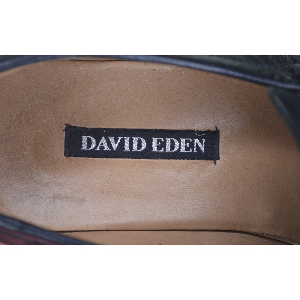 David Eden Mens Black Leather Croc Accent Loafer Shoes Size 9 Hand Made - Picture 7 of 9
